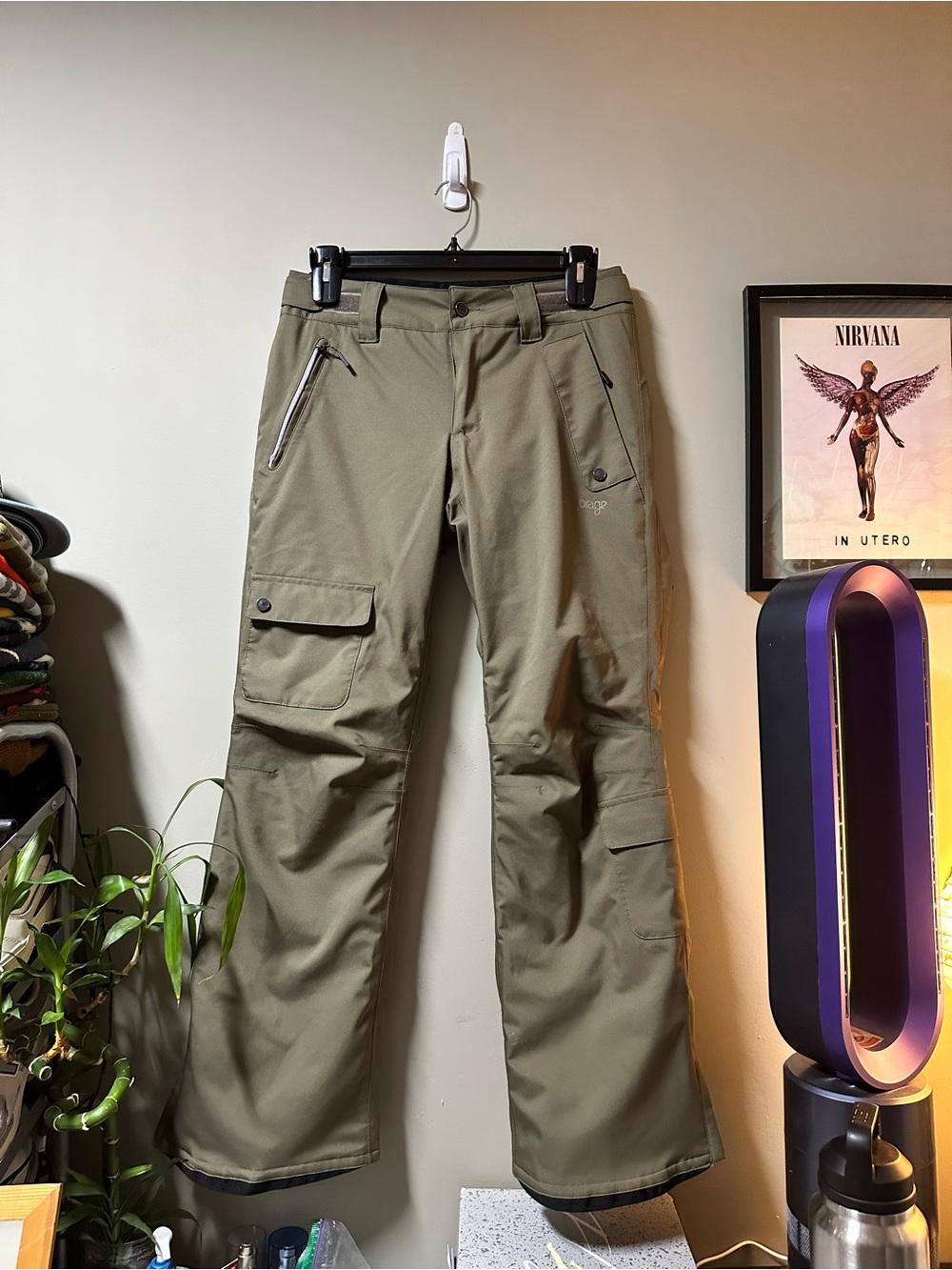 Women’s Orage Olive Green Cargo Snow Pants